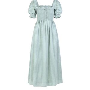 New Hill House the Scarlett smocked Soft Green Dress in Small